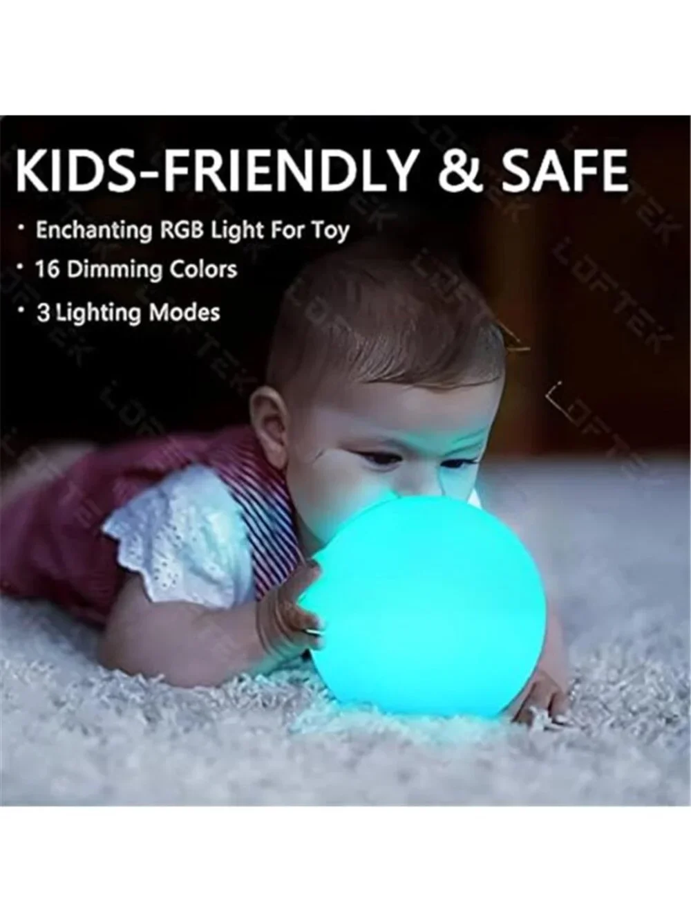 6-inch LED Light Ball: Nursery Night Light with Remote Control, 16 RGB Color